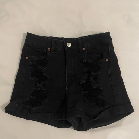 American Eagle black distressed jean shorts - Picture 1 of 5